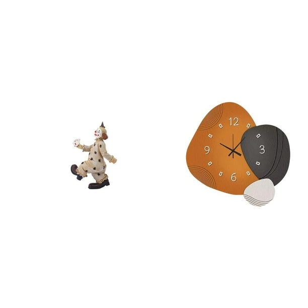 Figuras de payasos,Estatua de payaso,escultura,adorno de mesa,Reloj de pared,Reloj de pared moderno,reloj decorativo de pared,Reloj silencioso de madera,adorno de arte creativo y tranquilo