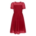 thumbnail image 4 of Ashirexll Robe d'Été pour Filles Enfants Col Rond Couleur Unie en Maille Manches Courtes Pois Tunique Ligne A pour Enfants, 4 of 5