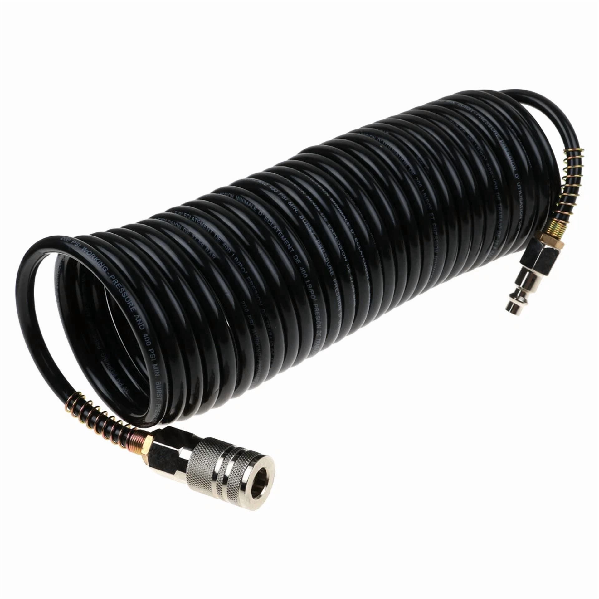 CIRCLE- Air Hose 25Ft 1/4 Rubber Air Compressor Hose Quick Coupler Fittings 200Psi