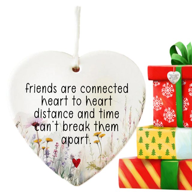 Adornos para árboles de Navidad, decoración para árboles de Navidad, colgante acrílico de la amistad, adornos navideños en forma de corazón para amigos