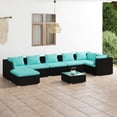 thumbnail image 1 of vidaXL 8 Piece Garden Lounge Set with Cushions Poly Rattan Black, 1 of 5