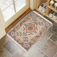 thumbnail image 4 of Retro Door Mat, 17 X 30 Inch Boho Vintage Yellow Carpet Welcome Doormat Decorative Home Floor Mat, Non Slip Rubber Back and Strong Water Absorption for Outdoor Indoor Entrance Decor, 4 of 6