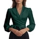 thumbnail image 5 of TaTaai Women’s Casual V Neck Satin Blouse Long Sleeve Tie Strap Loose Fit Solid Color Printless T Shirts Soft Polyester Winter Holiday Wear Gift, 5 of 8