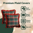 thumbnail image 3 of Christmas Plaid Decorative Throw Pillow Covers Green Red 18x18 | Scottish Tartan Cushion Case, Farmhouse Home Holiday Decor, Buffalo Check, Sofa Couch Bed Decorative Pillow Case, 3 of 5