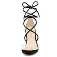 thumbnail image 6 of BLISSFUL STEP Women's Shoes Clear Strap Lace Up Open Toe Chunky Heel Dress Sandals Black 6, 6 of 7