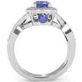 thumbnail image 3 of Three Stone Tanzanite Diamond Peekaboo Halo Engagement Ring In 14k White Gold, 3 of 6