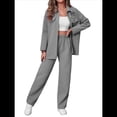 thumbnail image 2 of Conjunto de Dos Piezas de Punto para Mujer: Chaqueta de Larga con Botones y Pantalón Recto. Gris XL, 2 of 8