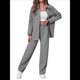 thumbnail image 2 of Conjunto de Dos Piezas de Punto para Mujer: Chaqueta de Larga con Botones y Pantalón Recto. Gris S, 2 of 8