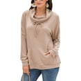 thumbnail image 1 of Sudadera con capucha casual para mujer de manga larga con cordón y bolsillo albaricoque L, 1 of 6