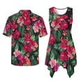 thumbnail image 2 of Psesaysky Hawaii Red Hibiscus Palm Midi Dress for Women Summer Aloha Shirts for Men Husband and Wife Matching Clothes Couple Party Outfits Sets Flared Tunic Dress Mens T Shirt for Beach, 2 of 7