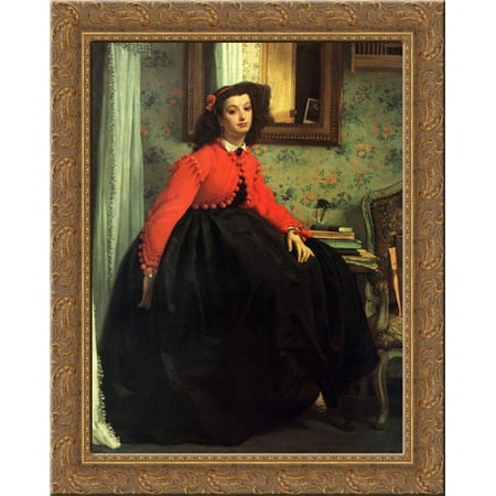 Portrait of Mlle. L.L. 20x23 Gold Ornate Wood Framed Canvas Art by Tissot, James Jacques Joseph