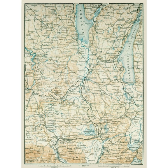 Historic Map - Germany South - Baedeker 1914 - 23.00 x 30.83 - Vintage Wall Art
