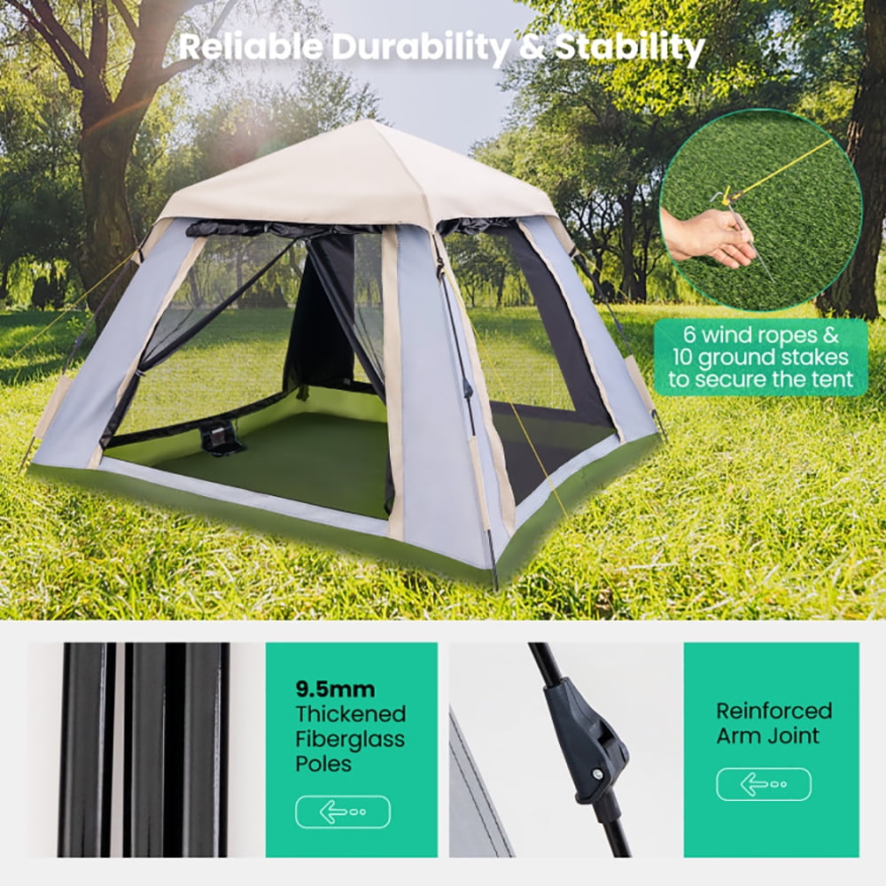 Aimee Lii 2-4 Person Instant Pop-up Camping Tent with Removable Rainfly, Oversize Privacy Tent, Easy Set Up Privacy Shelter