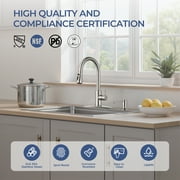 TVOFEK Kitchen Faucet with Soap Dispenser, Stainless Steel Brushed Nickel Kitchen Sink Faucets with Pull Down Sprayer fit 1 or 3 Hole, Single Handle Faucet for RV Bar Laundry Camper