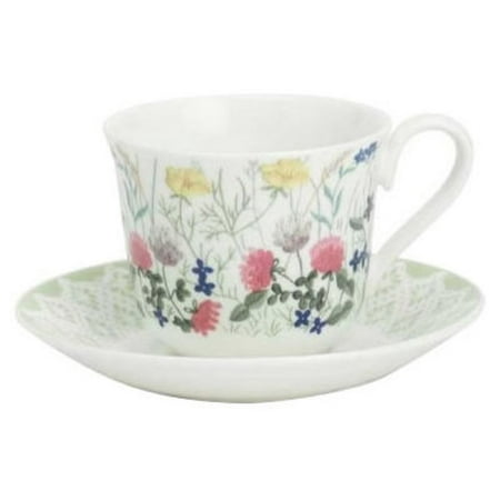 Rose Teacup Set - Roy Kirkham Teacup and Saucer (230 ml) Set of 2 - Nina Campbell English Meadow