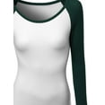 thumbnail image 3 of FashionOutfit Women's Color Contrast Scoop neck long Sleeve Baseball Tee, 3 of 3