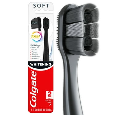 Colgate Total Active Prevention Soft Whitening Toothbrush, Black, 2 Pack