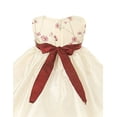thumbnail image 2 of Baby Girl's Elegant Taffeta Dress with Delicate Embroidery ivoryburgundy size L, 2 of 2