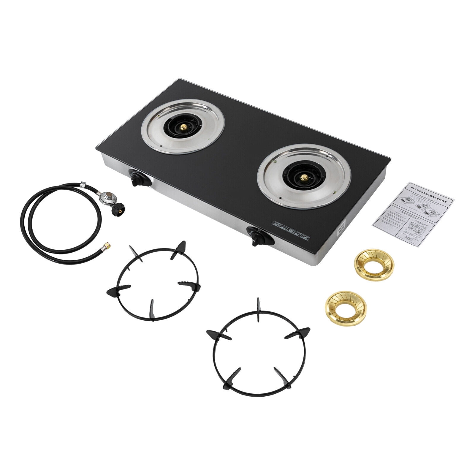 2-Burner Gas Stove Countertop Gas Stove Portable Auto Ignition LPG Stove Durable