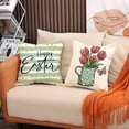thumbnail image 4 of Easter Pillow Covers 18"x18", Easter Bunny Floral Eggs Farmhouse Easter Decorations Spring Holiday Decor Throw Cushion Case for Home Couch, 4 of 4
