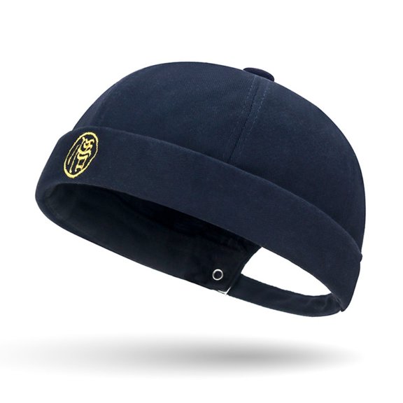 Unisex 2024 Bucket Cap Sailor Cap Beanie Hat Streetwear Hats Docker Cap Round Hat Hip Hop Hat Skullcap NAVY BLUE