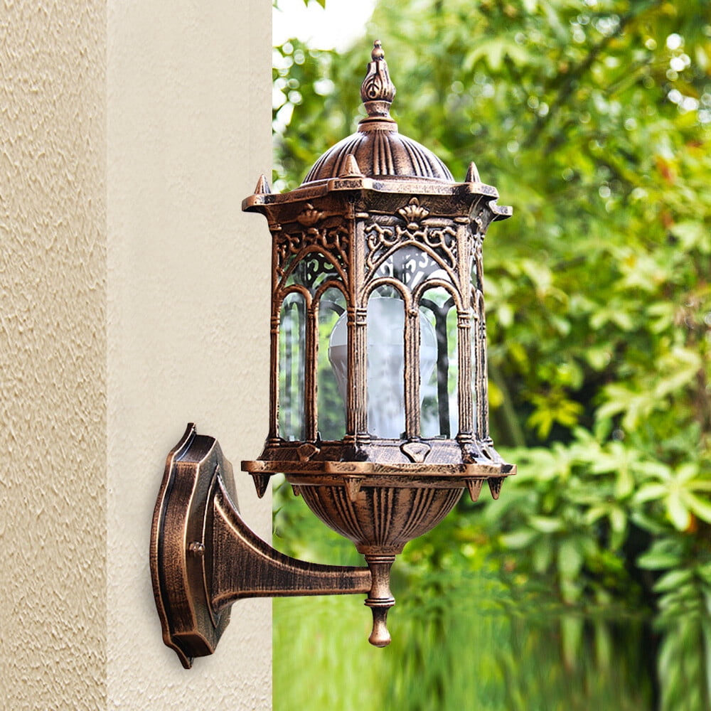 Retro Outdoor Wall Lamp Exterior Lighting Fixture Wall Sconce Porch Light Lantern with Glass Shade IP44 Waterproof for Sheds Hallways Terraces Aisles Garages Gardens Backyards