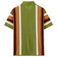 thumbnail image 6 of YLSDY Men's Striped Crochet Short Sleeve Sweater Button Down Shirts Summer Casual Color Block Hollow Out Collared Knit Tops Green L, 6 of 9