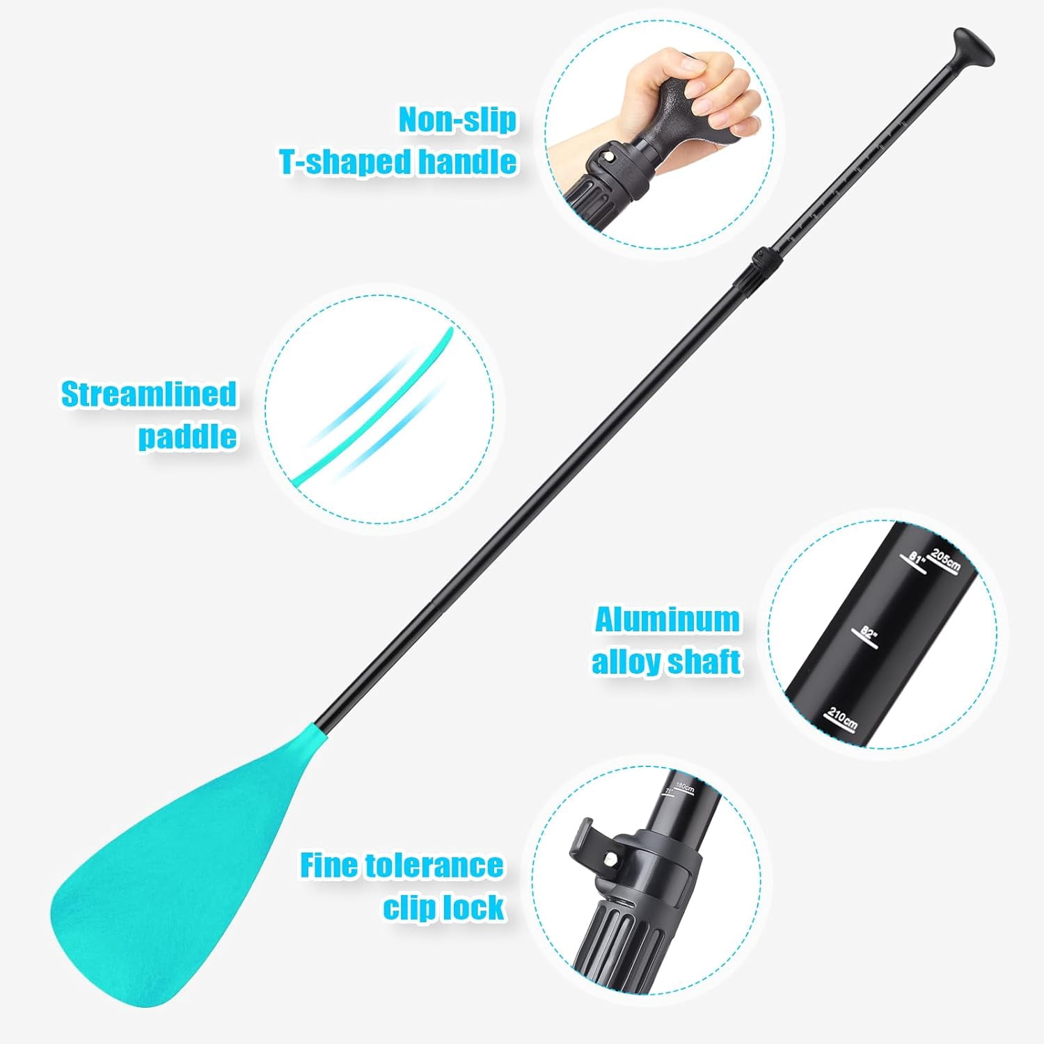 Adjustable Detachable Stand Up Paddle Board Oar Set Aluminum Alloy Shaft Kayak Surfing Fishing
