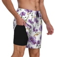 thumbnail image 2 of Kdxio Orchids Flowers Print Men's Swim Trunks with Compression Liner 7 Inch Inseam Quick Dry Swim Shorts, 2 of 7