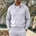 thumbnail image 2 of Men’s Waffle Knit Full Zip Track Jacket, Stand Collar Long Sleeve Casual Athletic Warm Outerwear Coat Size 3XL Gray, 2 of 6
