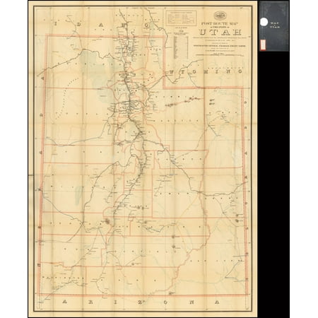 - LAMINATED POSTER Post Route Map of The State of Utah Showing Post Offices With the Intermediate Distances on Mail Routes In Operation On the 1st of June, 1899. . . . POSTER PRINT 24 x 36