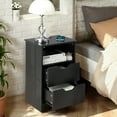 thumbnail image 3 of Ktaxon Set of 2 NightStand with Charging Station BedsideTable with 2 Storage Drawers,End Side for Bedroom,Country Style Black, 3 of 10