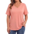thumbnail image 2 of WellSize Plus Size Womens T Shirts V Neck Tunic Tops for Women Summer Short Sleeve Shirts Basic Tops, 2 of 8