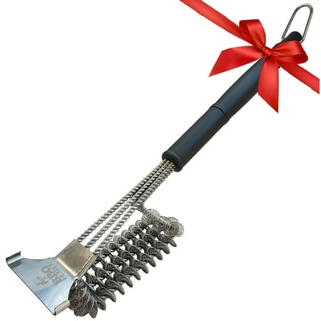 Grill Brush Porcelain BBQ Butler Bristle Free Grill Brush - 360 Degree Grate Scraper - Safe BBQ Cleaning Grill Brush - Stainless Steel - Grilling Accessories - Gas - Charcoal - Porcelain - Ceramic - BBQ Cleaner ()