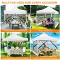 thumbnail image 4 of COBIZI 10X10 Heavy Duty Pop up Canopy with Mosquito Net,Instant Outdoor Shelter Large Canopy Tent for Outside,Gazebo with Mesh Sidewalls for Party,Backyard,Camping,White, 4 of 11