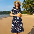 thumbnail image 4 of Daiia Retro Rabbit Flower Print Women's Dresses 2025 Trendy Short sleeve Dresses Casual Baggy Flowy Maxi Sun Dresses, 4 of 6