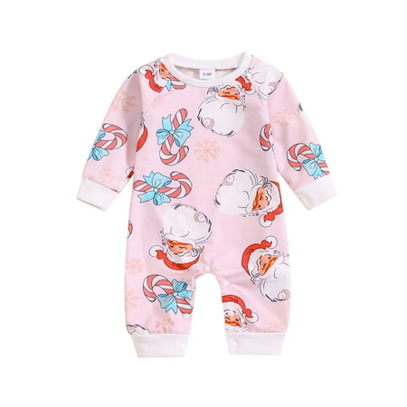 

Baby Toddler Boys Girls Long Sleeve Christmas Cartoon Prints Rompers Fall Winter Jumpsuits 12-18 Months
