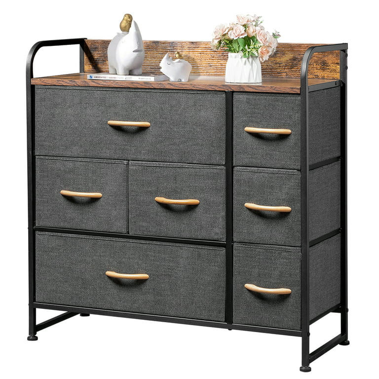 SalonMore 2 Big 5 Small Drawers Dresser, Storage Drawer Organizer, Wide  Chest of Drawers for Closet, Gray 