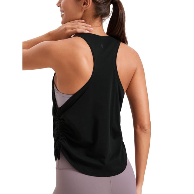 Musculosa CRZ YOGA de Algodón Pima con Frunces Laterales y Espalda Deportiva XS