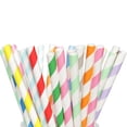 thumbnail image 2 of Pajitas Papel Desechables A Rayas Colores Suministros para Fiestas (multicolor) 25 Uds., 2 of 9