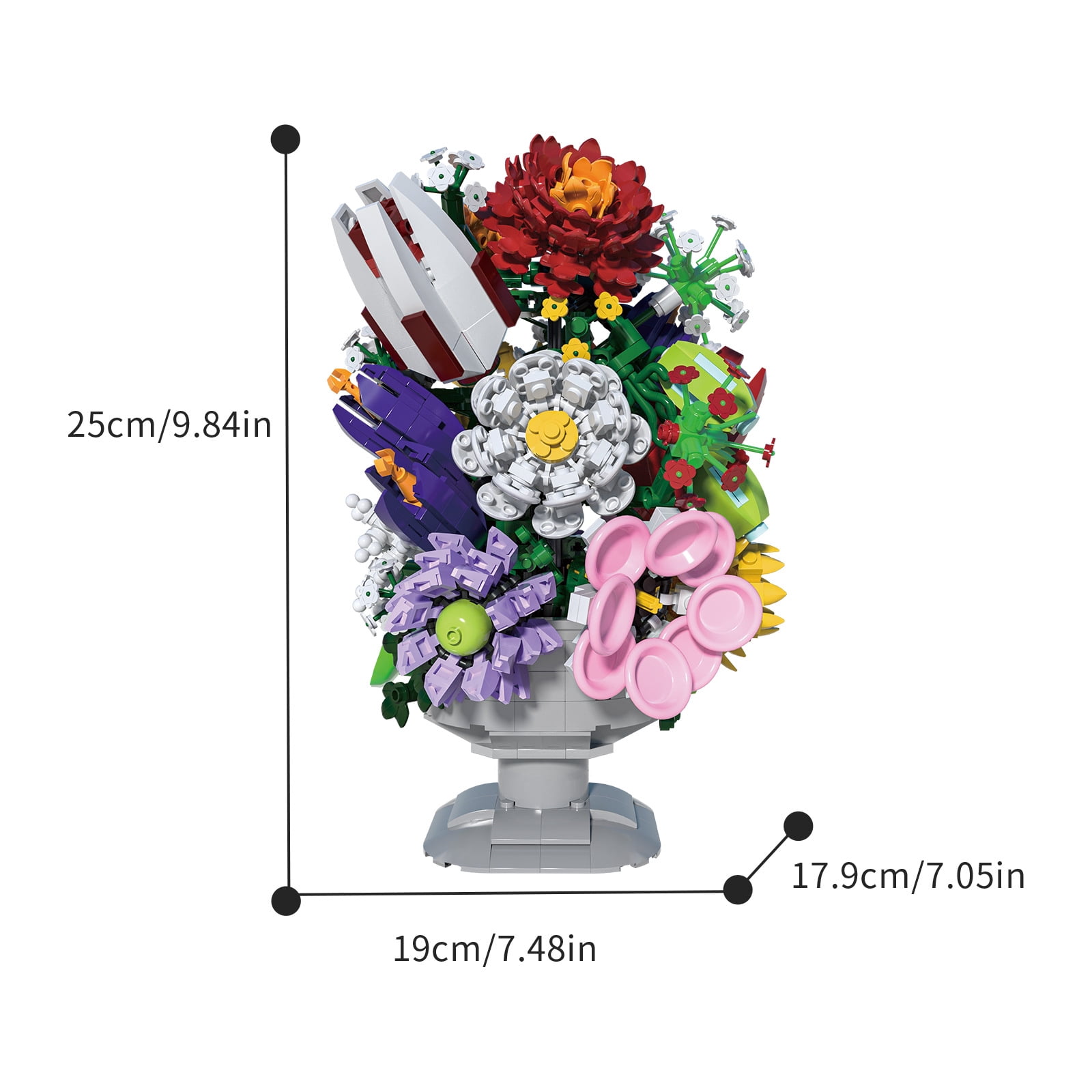 Honchoes Flowers Bouquet Building Set Compatible with Lego Botanical Home Decor Toy for Adults Boys Girls 1092Pcs