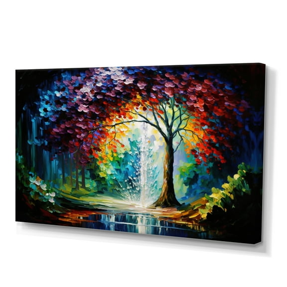 Designart Big Tree In The Middle Of Forest During Fall II Canvas Wall Art