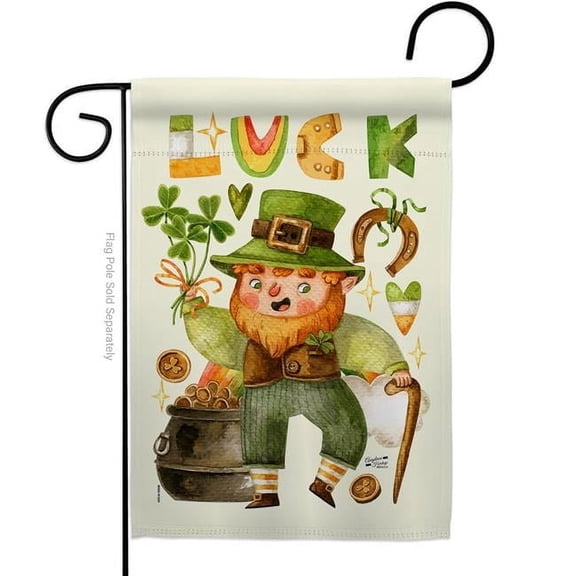 Angeleno Heritage G135402-BO 13 x 18.5 in. Leprechaun Luck Garden Flag with Spring St. Patrick Double-Sided Decorative Vertical Flags House Decoration Banner Yard Gift