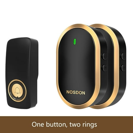 Doorbell Wireless Self Generating Household Long- Distance One Drag Two Intelligent Remote Control Elderly Pager Black Free Size