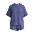 thumbnail image 3 of Joyspun Women's French Terry Short Sleeve Top and Shorts Pajama Set, 2-Piece, Sizes XS-3X, 3 of 6