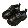 thumbnail image 4 of JUSLIO Girl Shoes Flat British Style Loafers Buckle (Toddler/Little Kid/Big Kid) Leather Shoes 36(US:2) Black, 4 of 6