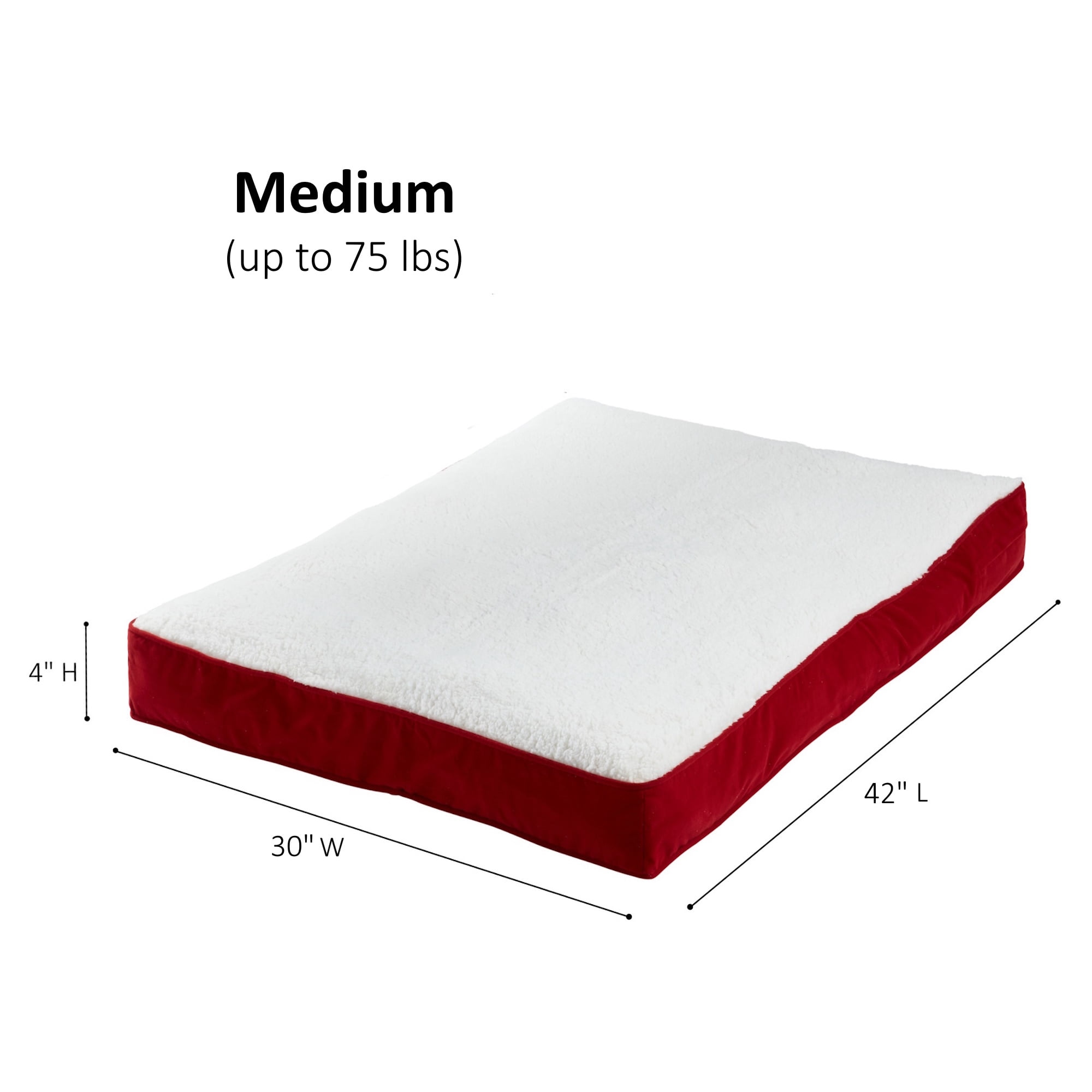 Happy Hounds Daisy Deluxe Sherpa Supportive Dog Bed, Crimson, Medium (42 x 30 in.)