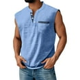 thumbnail image 2 of BRDFRL Sleeveless Shirts for Men Vintage Button Down Henley Muscle Fit Gym Workout Tops Blue 2XL, 2 of 5