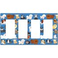 thumbnail image 1 of NICKSUN Cute Animal Dogs Puppy Combination Wall Plate, 4 Gang 4 Rocker Outlet Cover Decorative Switch Plate for Office Home Decor, 4.5 x 8 Inch, 1 of 7