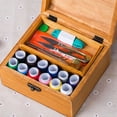 thumbnail image 4 of 2X Wooden Sewing Box Sewing Accessories Supplies Kit Workbox for Mending, 4 of 7